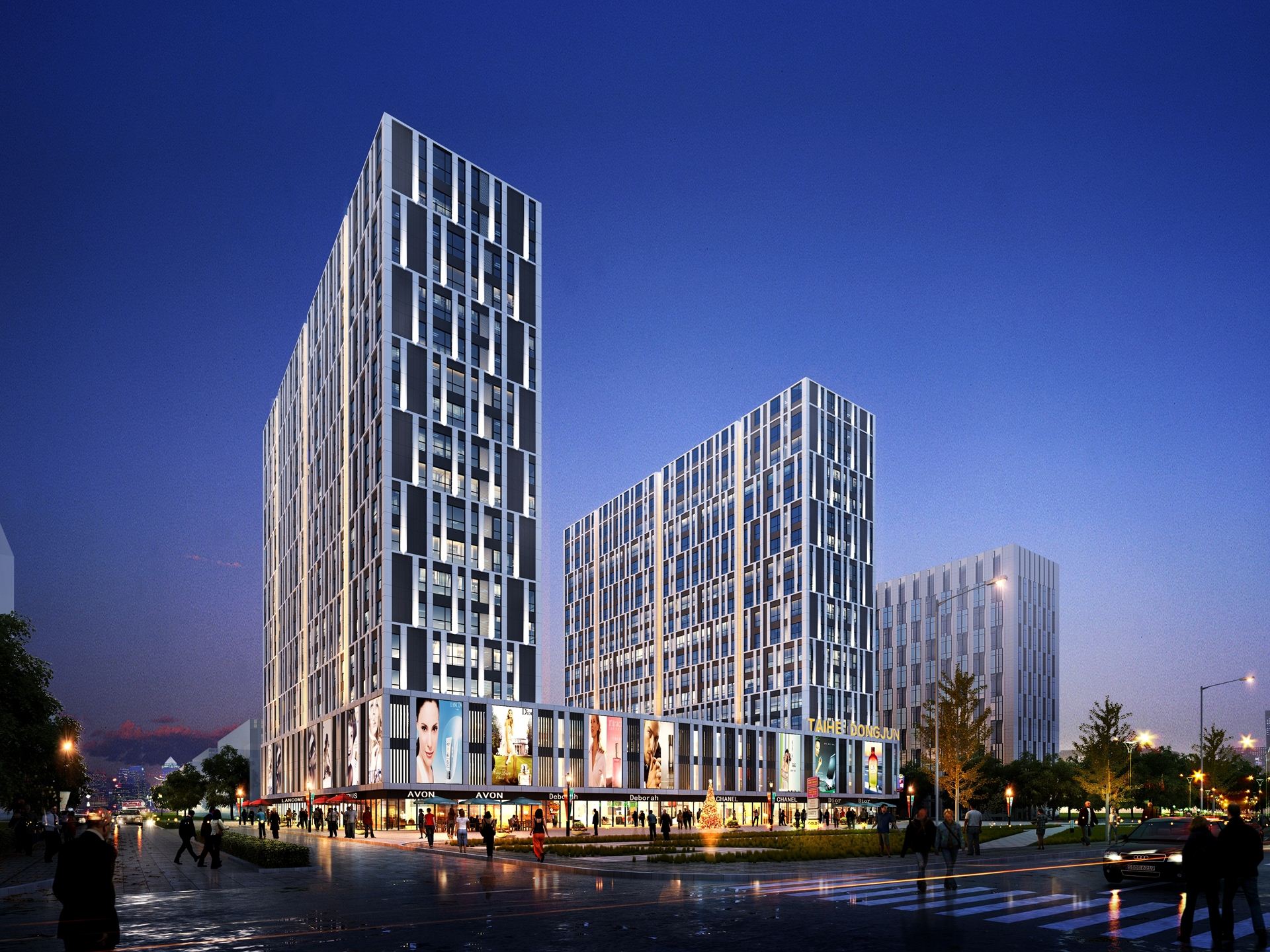 一个住宅看起来要像办公的形象矛盾;一个由面砖构建公建化立面的材料